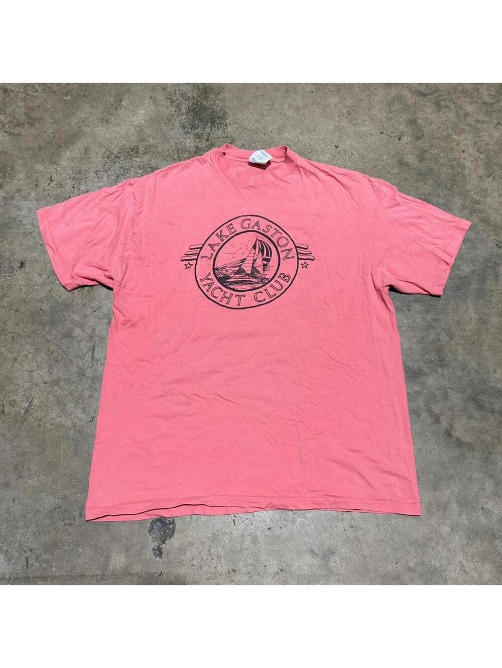 Vtg 90s faded pink Lake Gaston Yacht Club shirt